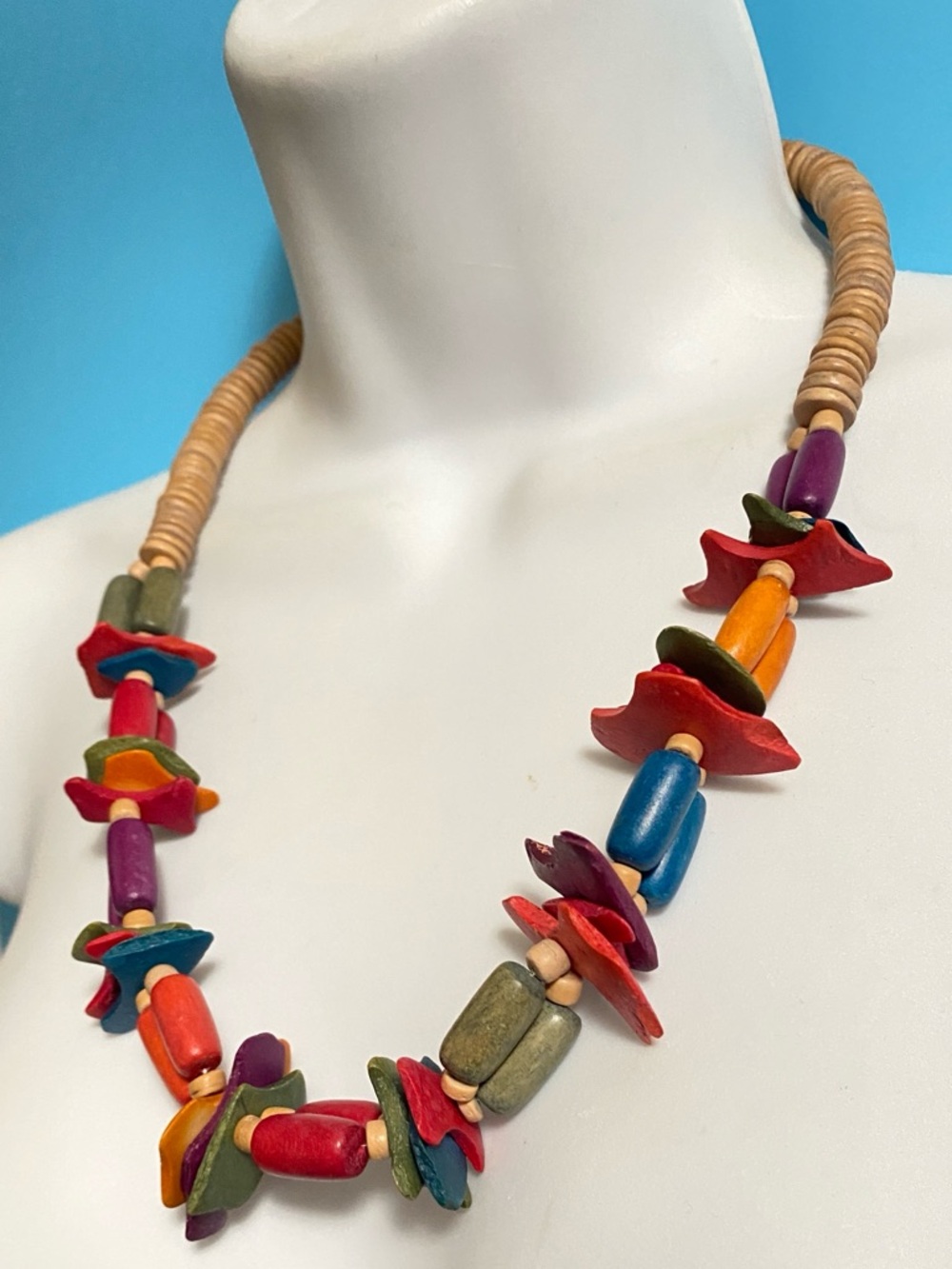 Colorful Wood Beads Necklace Naturecore Bohemian Tribal Ethnic Style